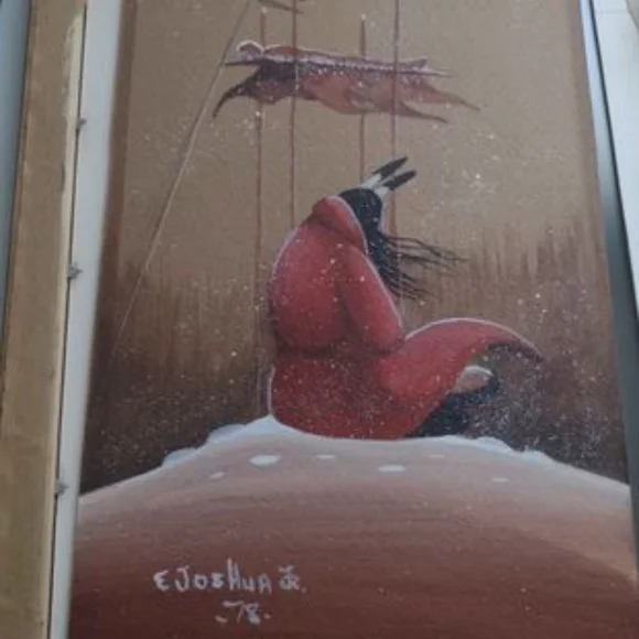 Paintings by Native American artist E. Joshua Jr. ( 3 paintings 10 × 8)